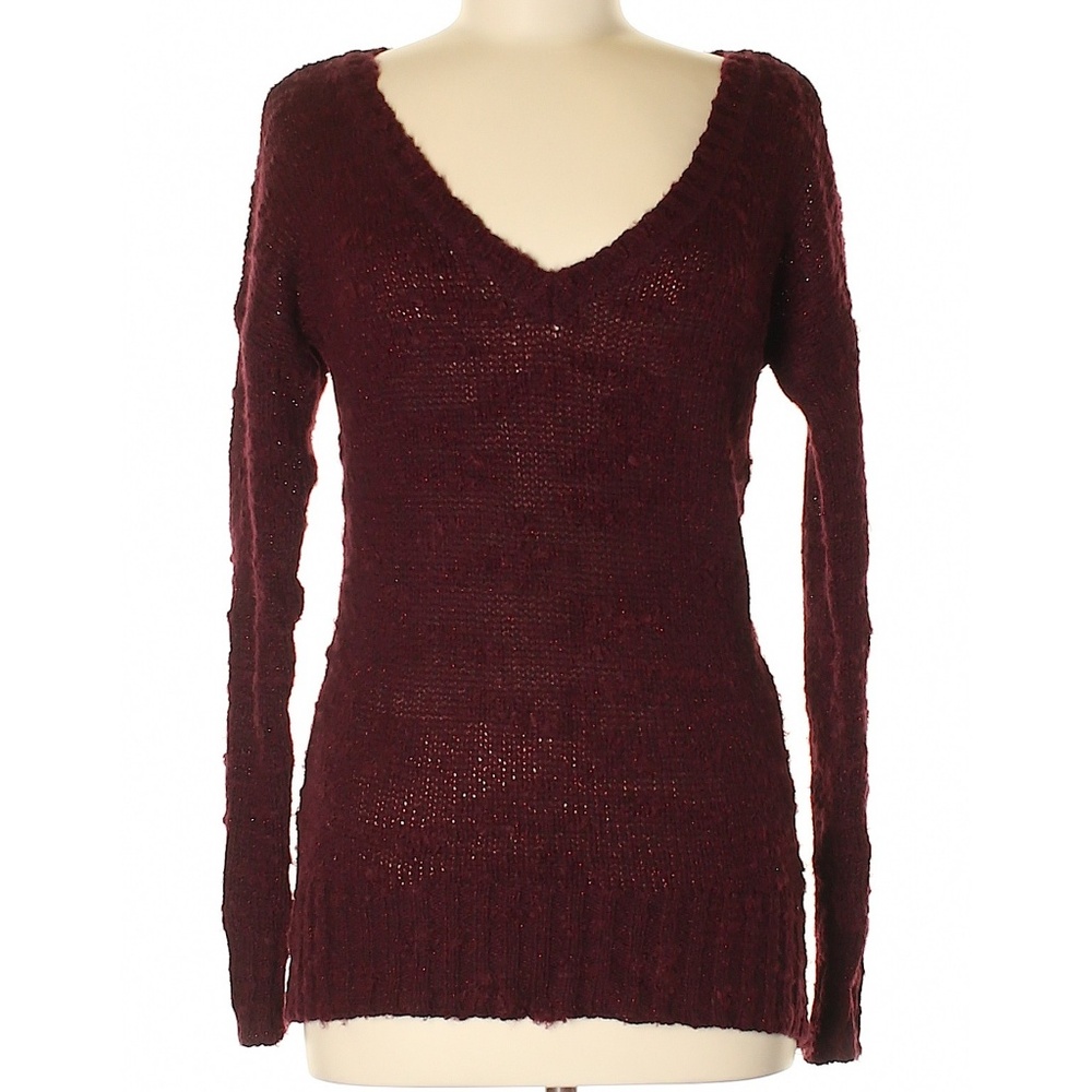 AE Small NWOT Burgundy Maroon V Neck Sparkly Shiny